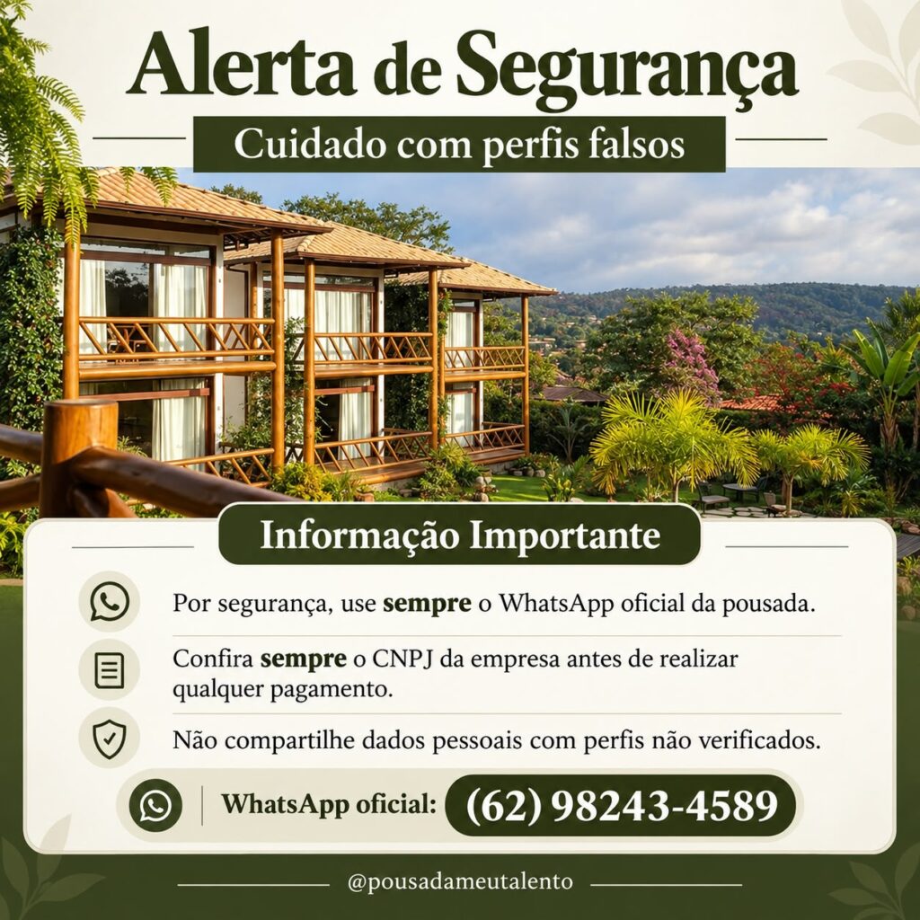 ALERTA DE SEGURANÇA CONTRA GOLPES NA POUSADA MEU TALENTO